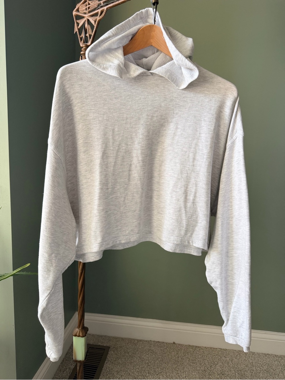 Garage Heather Gray Oversized Cropped Hoodie Sweatshirt P/S